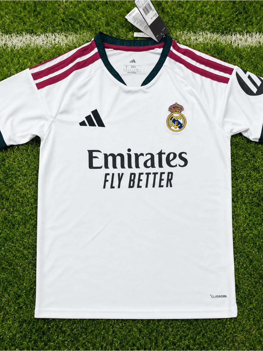 Adidas Real Madrid Kids' Home Jersey - White with Maroon Accents